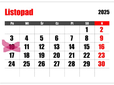 kartka z kalendarza - listopad 2025