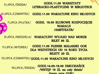 Wakacyjny Rozkład Jazdy Lipiec 2023