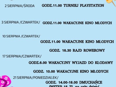 Wakacyjny rozkład jazdy sierpień 2023