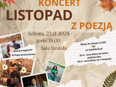 Koncert LISTOPAD Z POEZJĄ - Michał Łangowski, Irena Salwowska z Zespołem