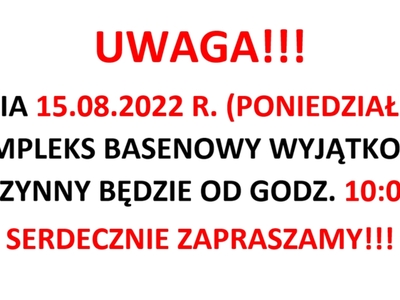 Basen czynny od 10:00