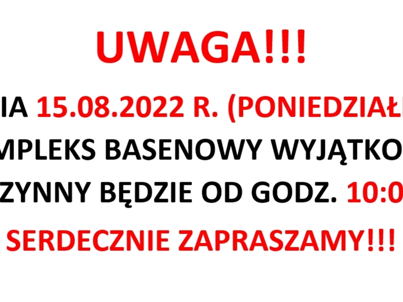 Basen czynny od 10:00
