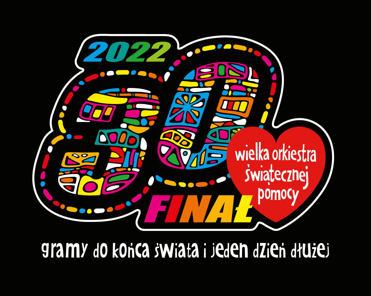 Zdjęcie przedstawia logo Wielkiej Orkiestry Świątecznej Pomocy.