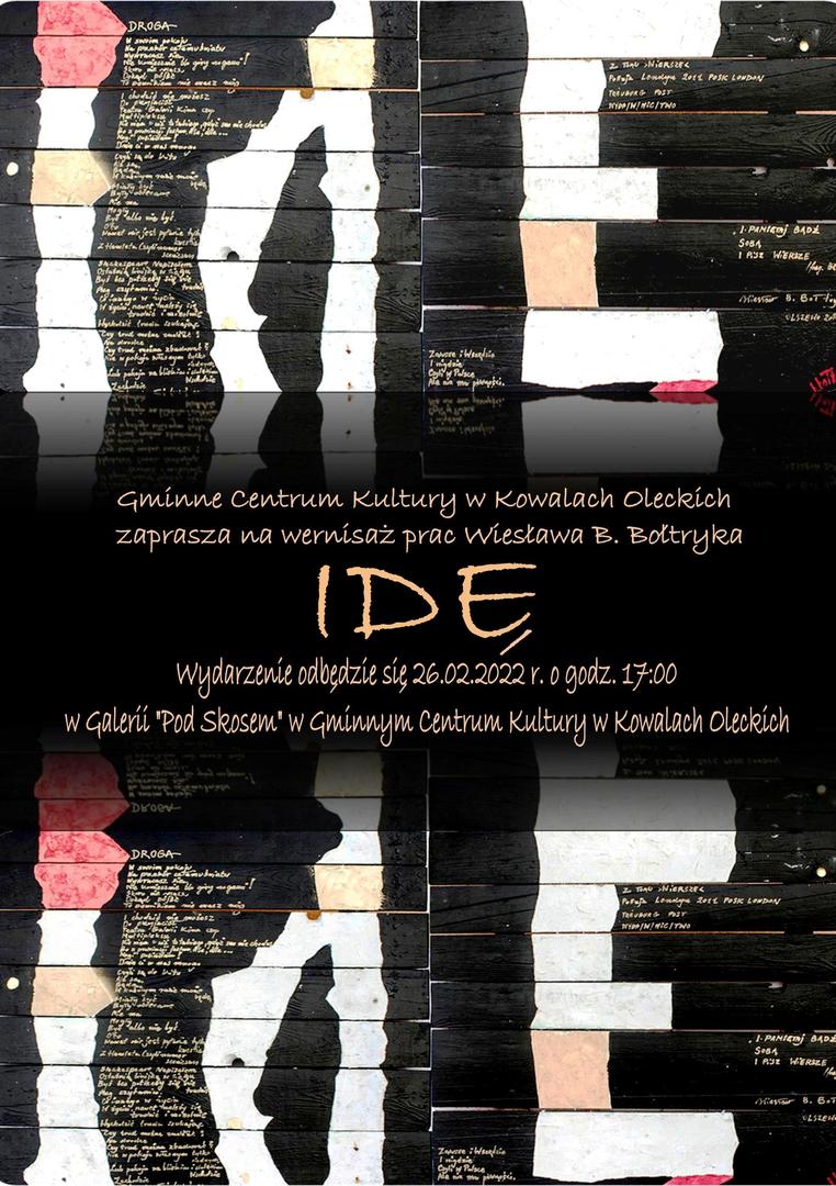 Zdjęcie przedstawia plakat z informacją o wernisażu.