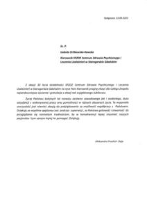 List gratulacyjny od Pani Aleksandry Froelich - Deja