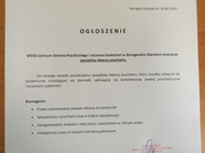 Ogłoszenie - propozycja pracy