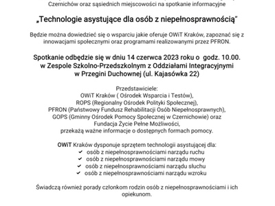 Technologie asystujące dla osób z niepełnosprawnością