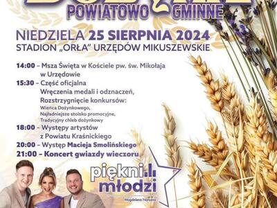 Plakat promujący Powiatowo-Gminne Dożynki w Urzędowie.