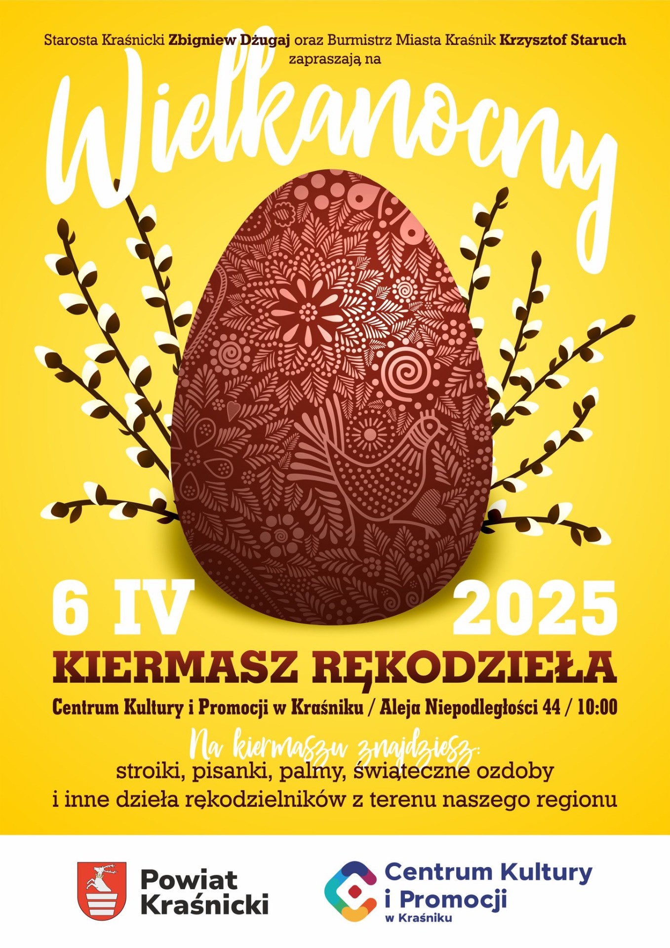 Plakat kiermaszu wielkanocnego z pisanką