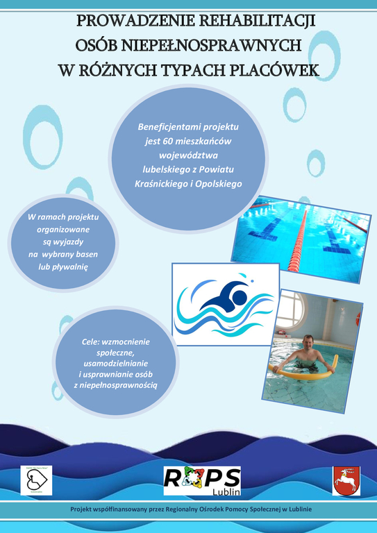 Plakat - „Prowadzenie rehabilitacji osób niepełnosprawnych w różnych typach placówek”