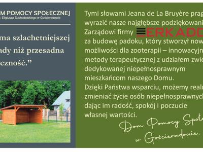 Podziękowanie od społeczności DPS dla Zarządu ERKADO za budowę padoku, miejsca do prowadzenia zajęć z Zooterapii.