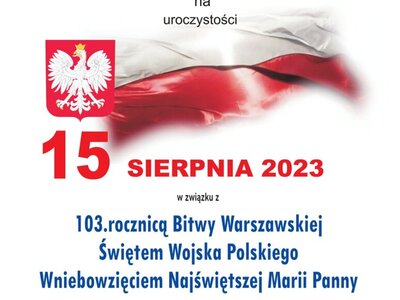 Na zdjęciu znajduje się flaga biało czerwona wraz z godłem Polski.