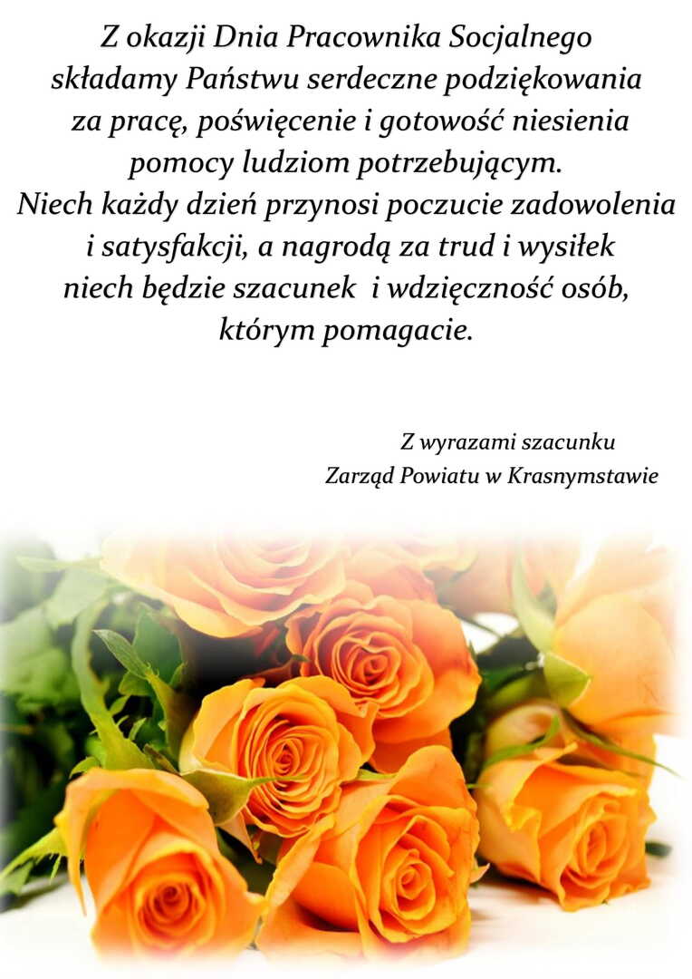 ŻYCZENIA Z OKAZJI DNIA PRACOWNIKA SOCJALNEGO