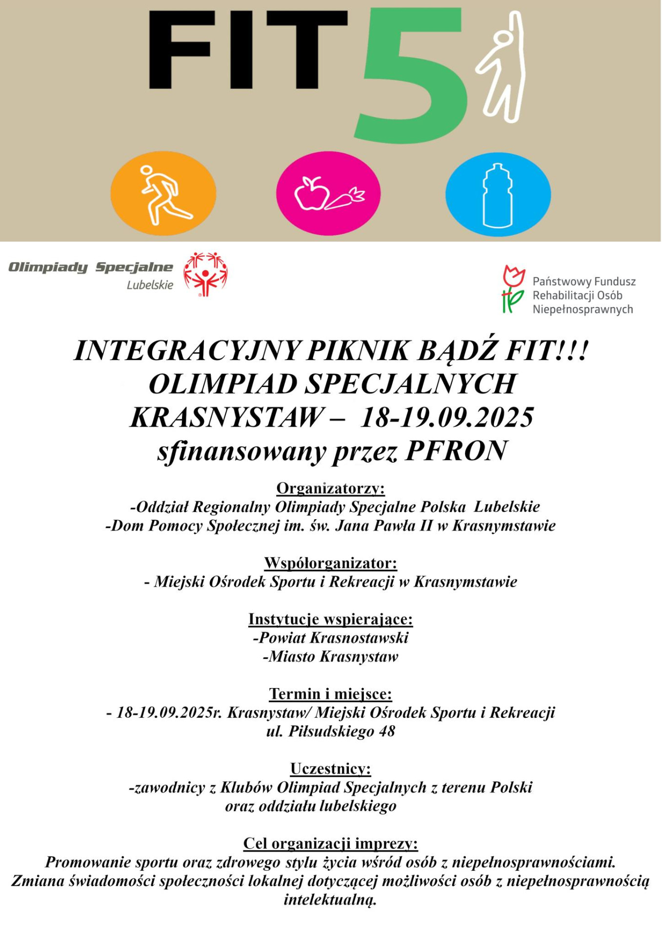 Integracyjny piknik #BądźFit Olimpiad Specjalnych Lubelskie