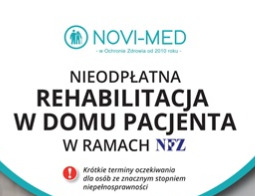 plakat z informacją o nieodpłatnej rehabilitacji w domu pacjenta