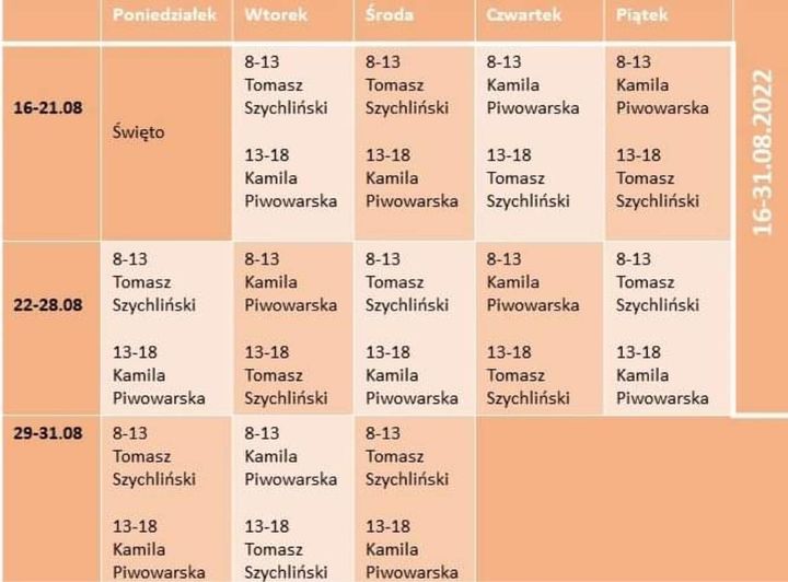 grafik pracy lekarzy