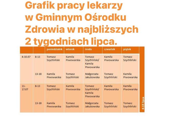 Grafik pracy lekarzy