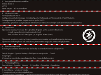 Regulamin XXI Mikołajkowy Turniej Szachowy