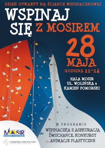 Plakat zapraszający na otwarcie ścianki wspinaczkowej