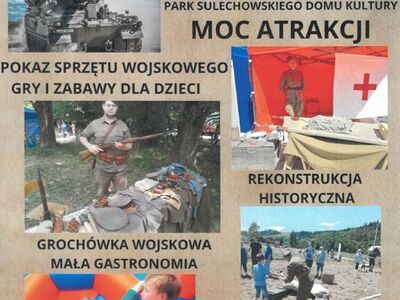 Plakat z programem pikniku militarnego.