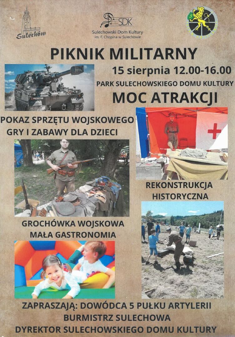 Plakat z programem pikniku militarnego. 