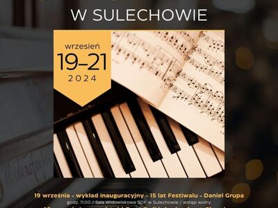 Plakat jubileuszowego XV Festiwalu Muzyki Fryderyka Chopina w Sulechowie