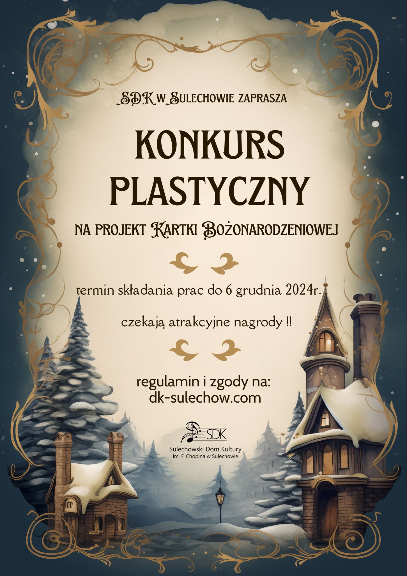 plakat konkursu plastycznego na projekt kartki bożonarodzeniowej 2024