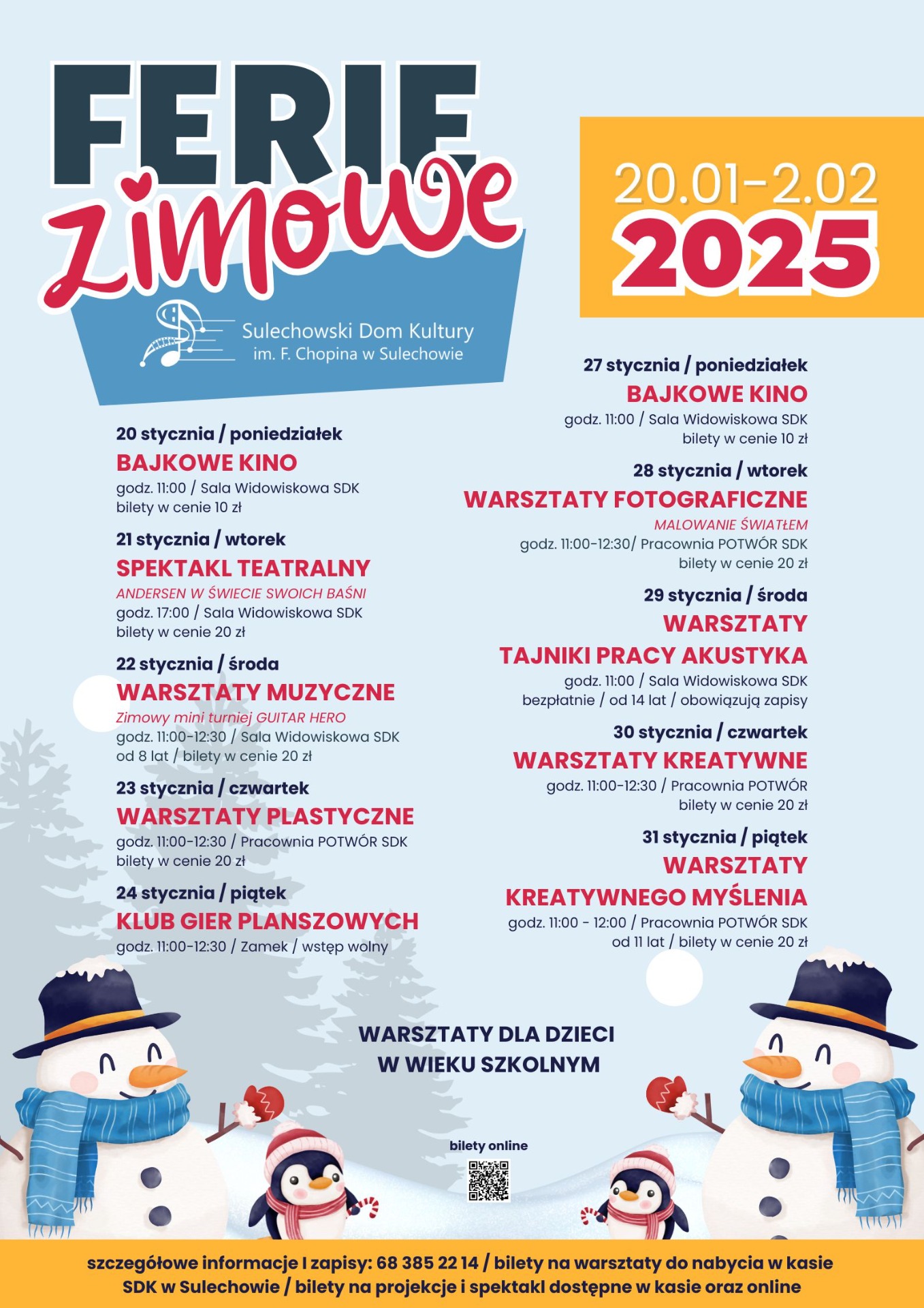 Plakat FERIE z SDK w Sulechowie