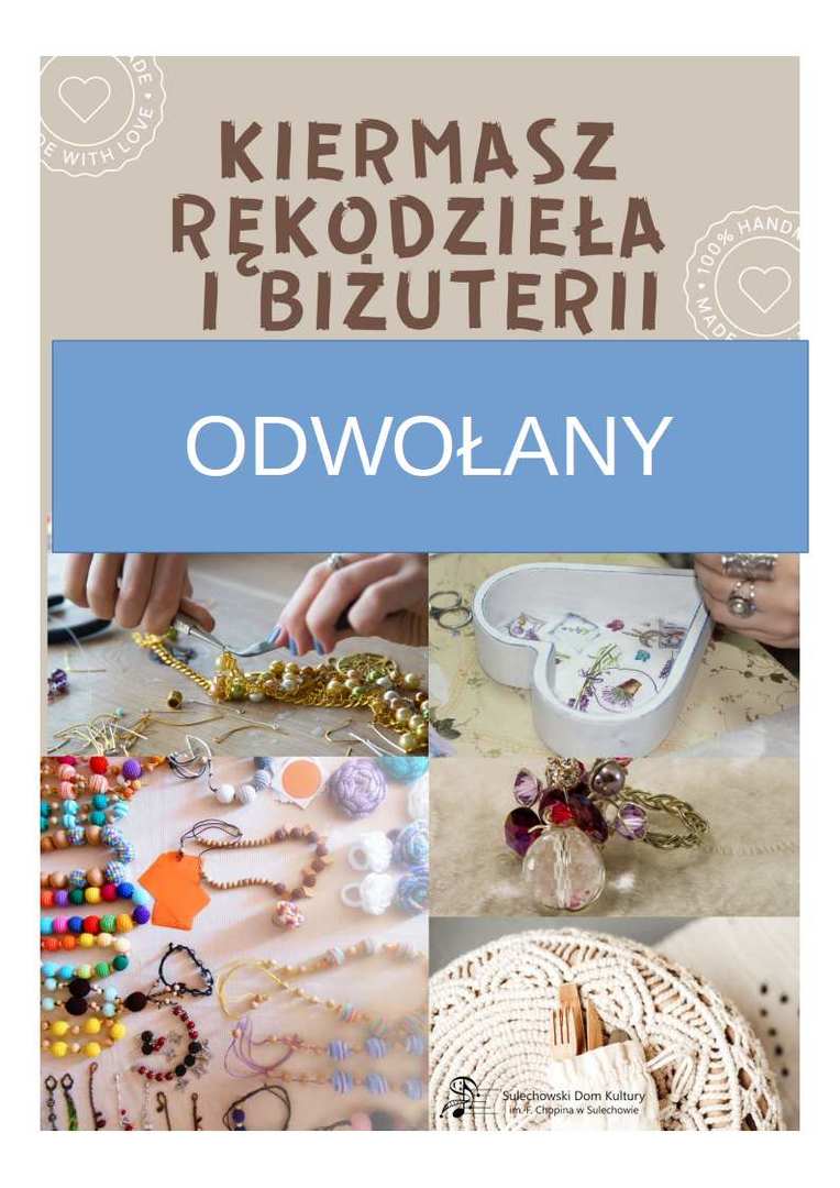 Plakat dotyczący Kiermaszu Rękodzieła i Bizuterii