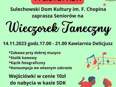 plakat wieczorek taneczny dla seniorów