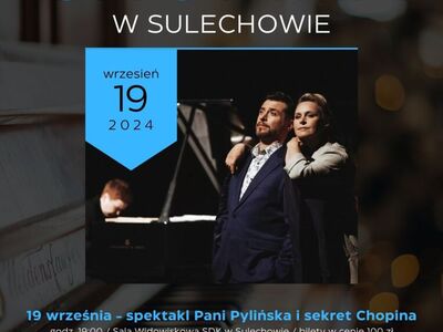 Plakat spektaklu "Pani Pylińska i sekret Chopina"