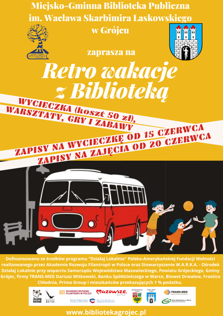 Retro wakacje z Biblioteką - plakat ogólny