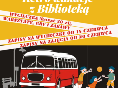 Retro wakacje z Biblioteką - plakat ogólny