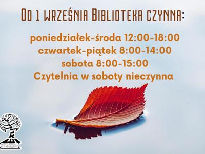 Od 1 września biblioteka pracuje