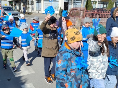 Uczniowie podczas msrszu