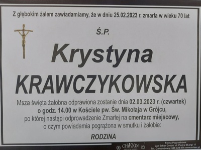 Pogrzeb p. Krystyny Krawczykowskiej
