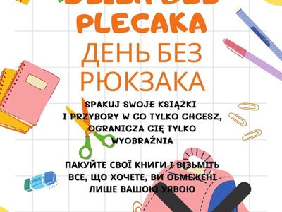 Plakat informacyjny o dniu bez plecaka