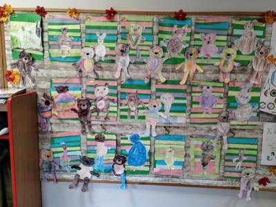 Prace plastyczne stworzone podczas Dnia Pluszowego Misia.