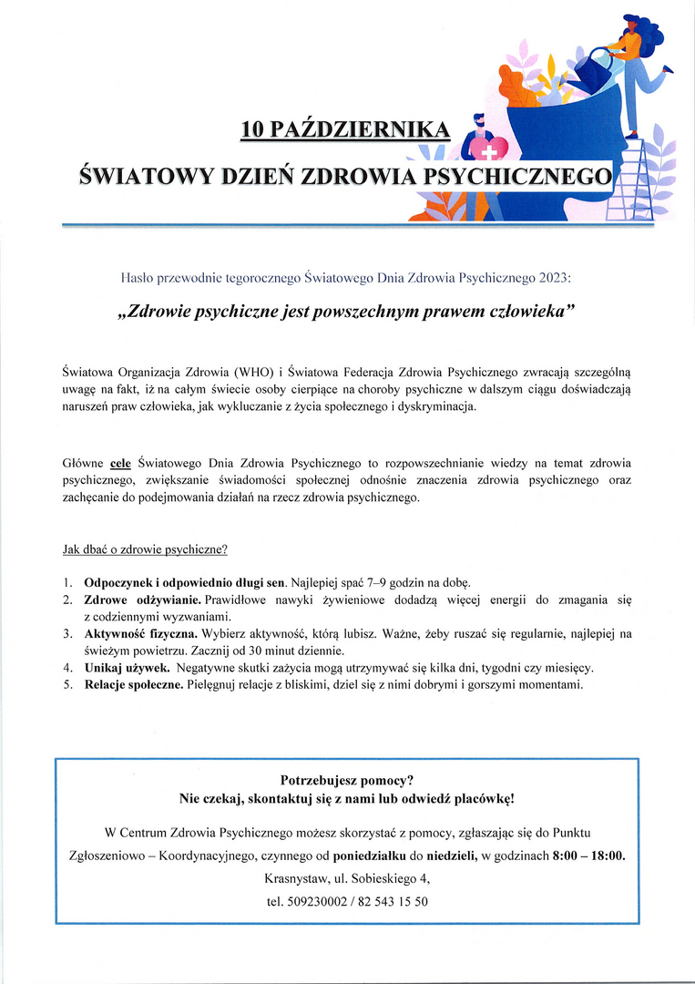 Światowy Dzień Zdrowia Psychicznego