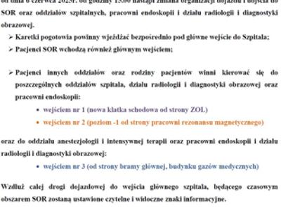 Remont SOR - zmiana drogi dojazdowej i dojścia do SOR