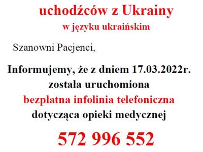 Informacja dla pacjentów z Ukrainy-treść