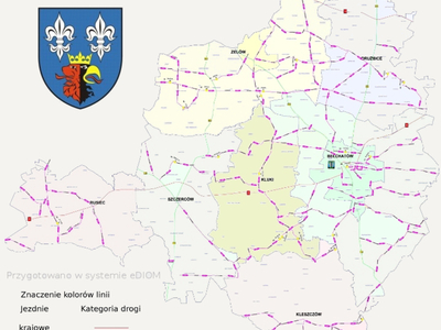 Mapa sieci dróg powiatowych