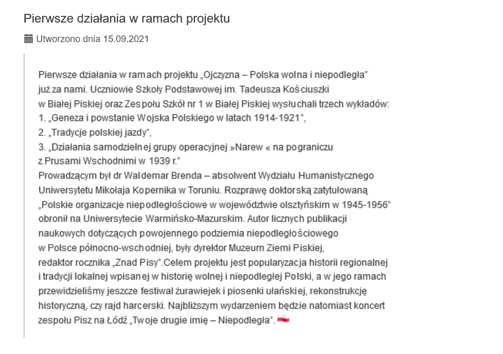 pierwsze działania