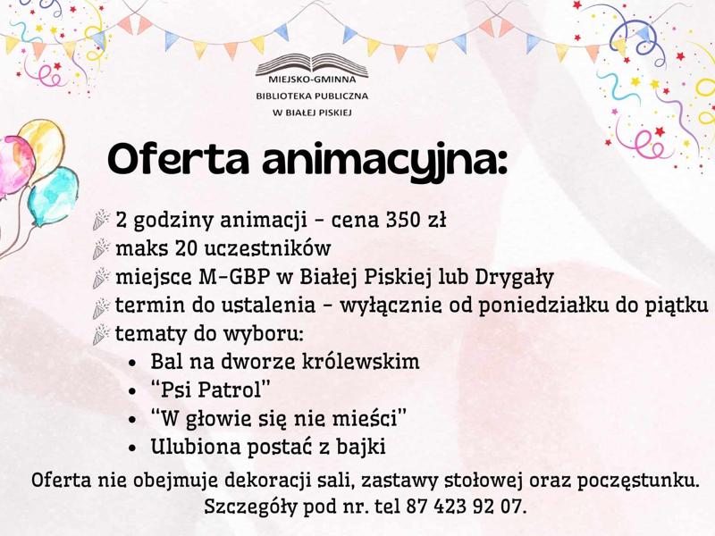 Oferta animacyjna
