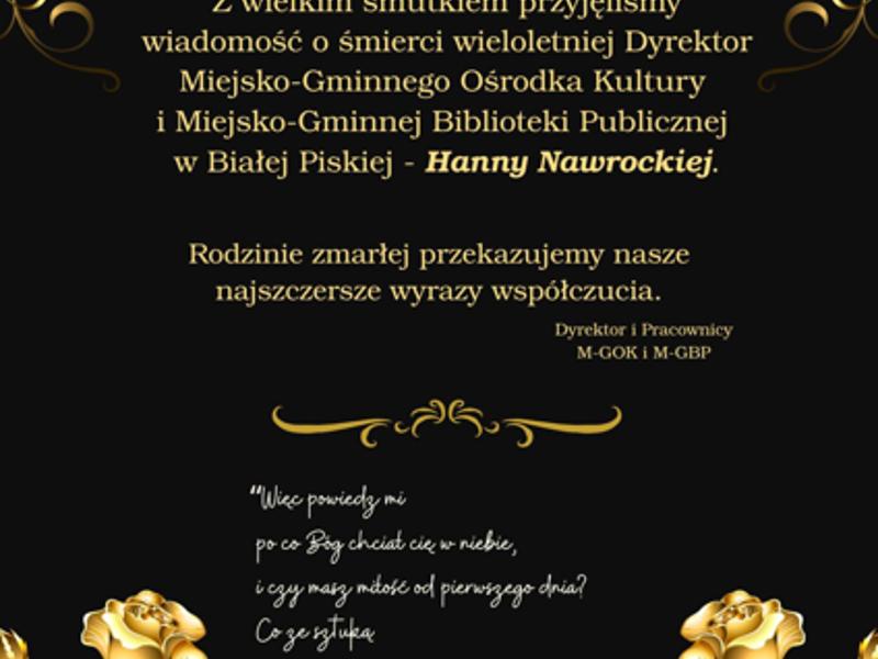 Z żalem żegnamy wieloletnią Dyrektor Domu Kultury i Biblioteki