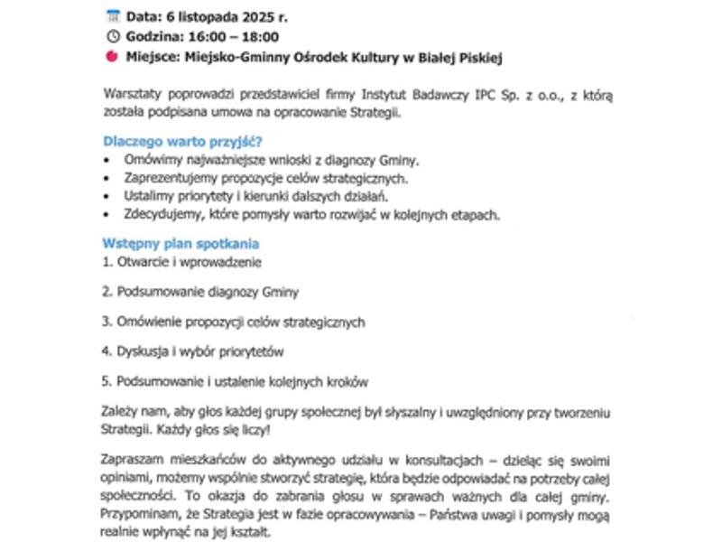 Zaproszenie na warsztaty konsultacyjne