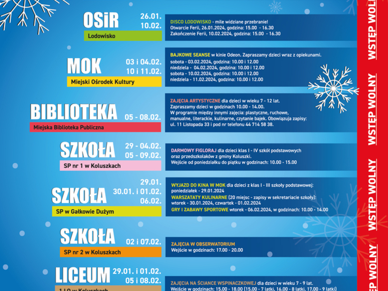 Ferie bez nudy w Gminie Koluszki