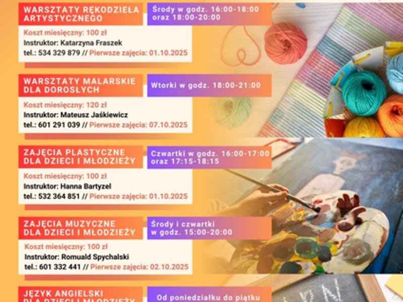 Szczegółowy wykaz zajęć organizowanych w roku kulturalnym 2025-2026