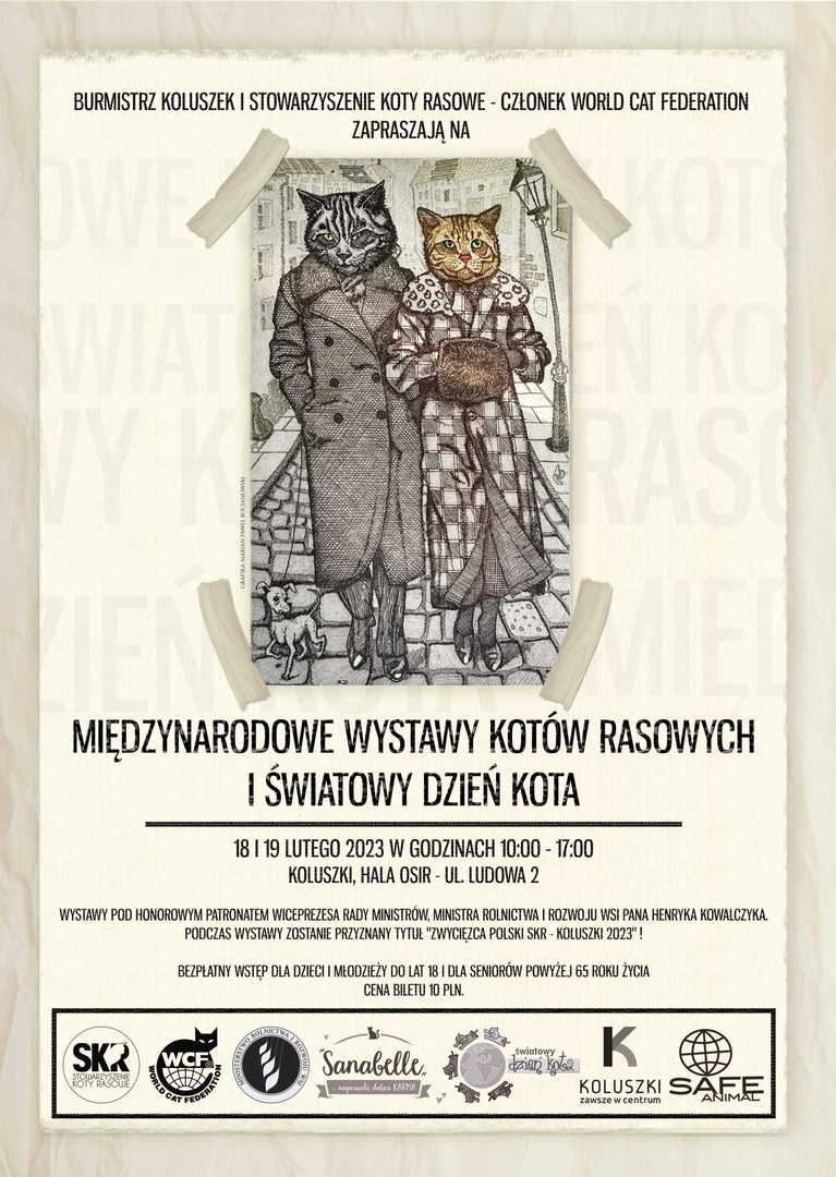 Zaproszenie na Międzynarodowe Wystawy Kotów Rasowych i Światowy Dzień Kota.