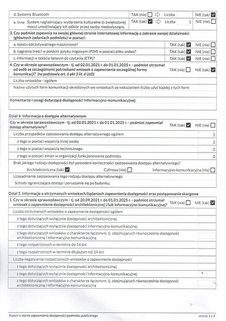 Raport o stanie zapewnienia dostępności strona 3